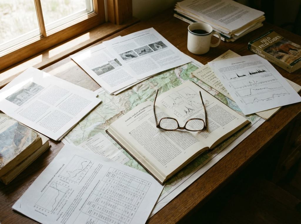 Wildlife research papers and maps used for evidence-based analysis of human–wildlife conflict.